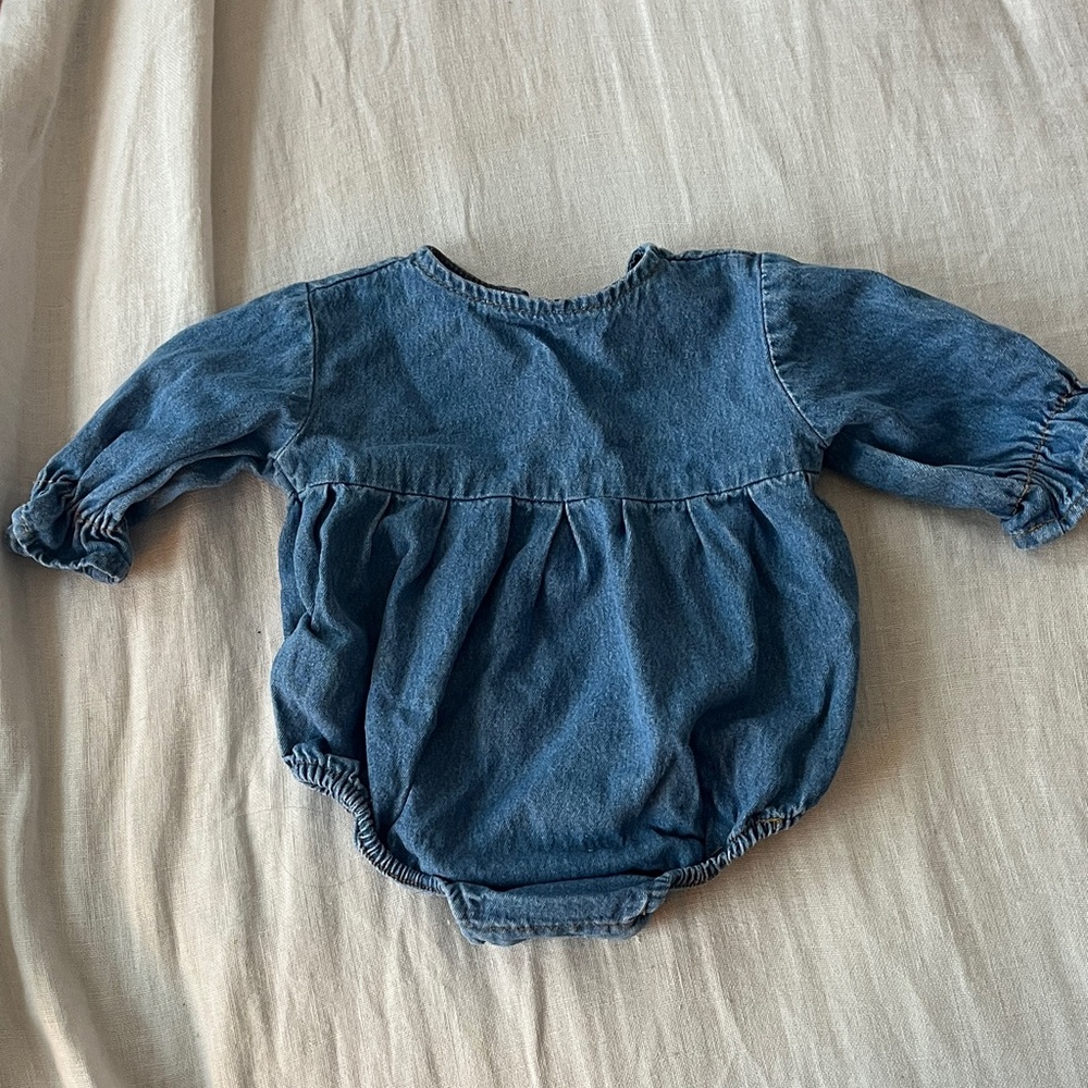 The Simple Folk bubble denim romper, 0-3 m